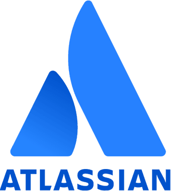 Blue Atlassian logo with stylized A shape on white background